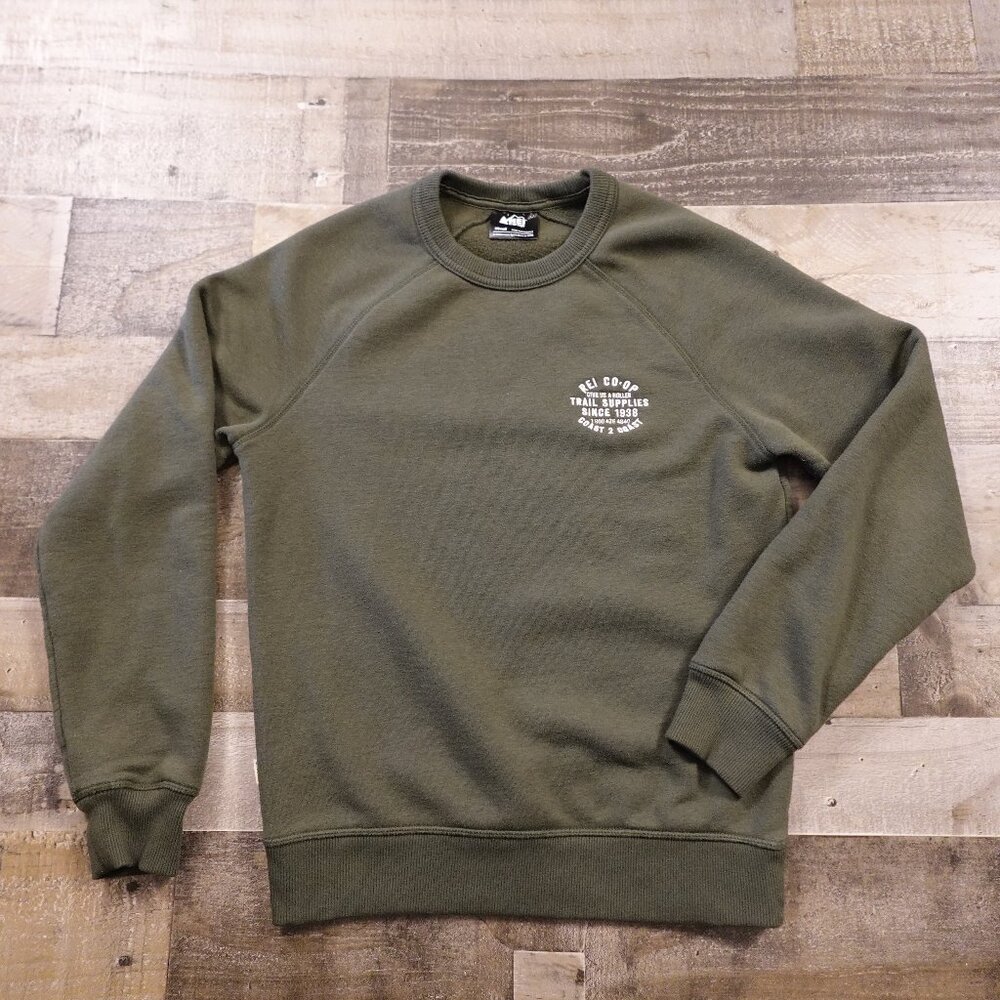 REI Co-op Trail Supplies Crewneck Sweatshirt Men’s XS Olive Green